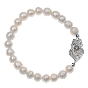 Pulseira Saudade em Prata filigrana e pérolas - Prateado