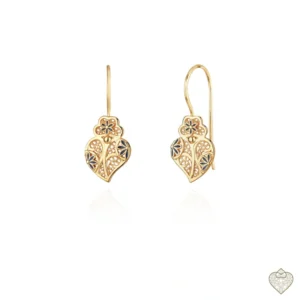 Brincos coração de viana em filigrana - toque azul